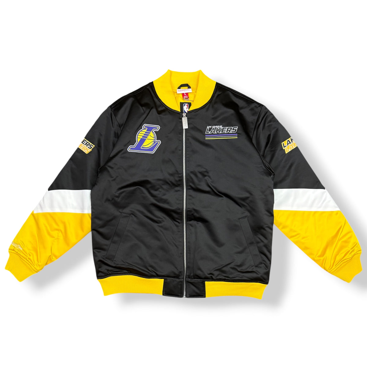 MITCHELL&NESS- Giubbotto Uomo, mod.Varsity Jacket, Los Angeles Lakers, col.Nero/Giallo/Bianco