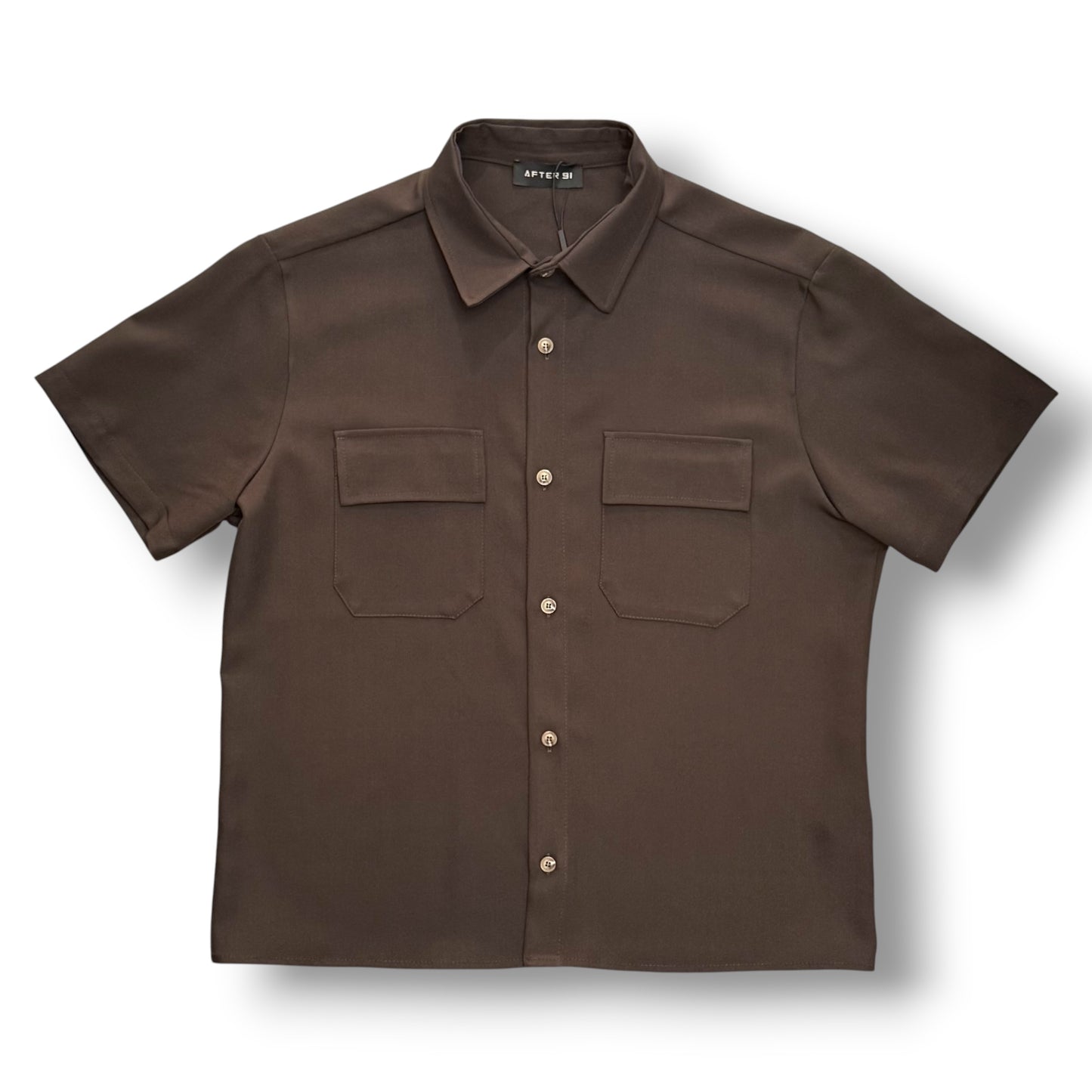 AFTER 91- Camicia Uomo mezza manica, Boxy Fit ,Col.Marrone