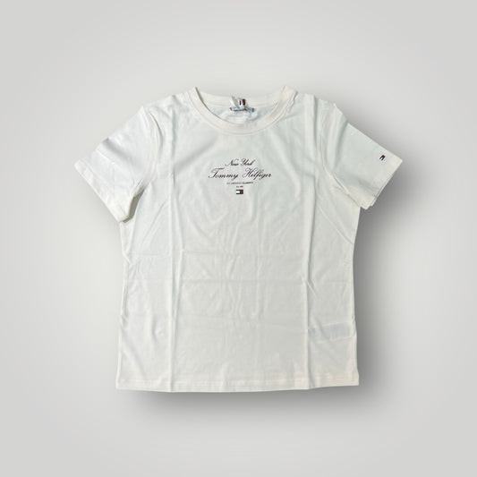 T-shirt TOMMY HILFIGER Donna con stampa gommata in rilievo,RegularFit, Col.Panna