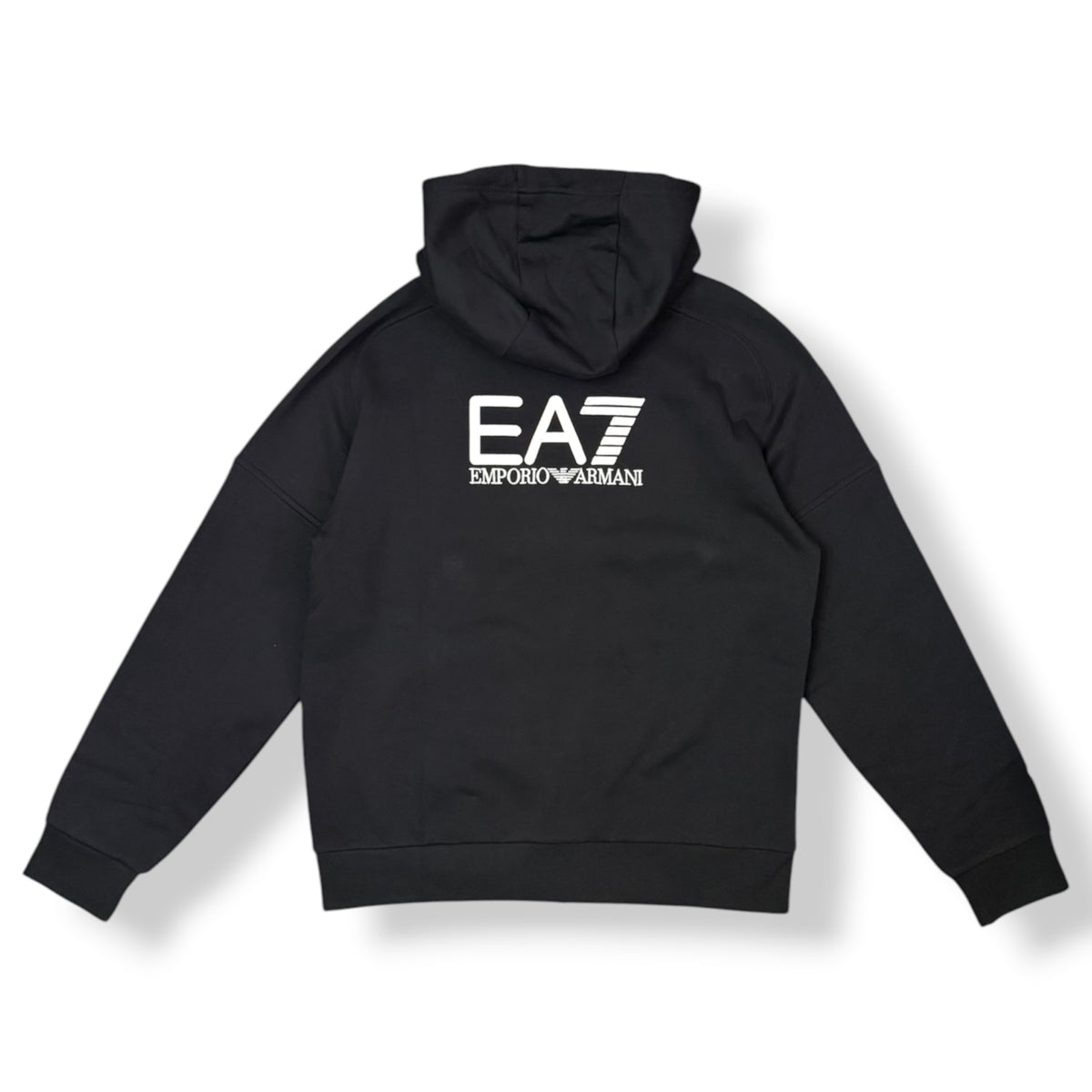 EA7 - Tuta completa Uomo, con logo ricamato bianco sulla schiena, con cappuccio, tex.felpato, Col.Nero