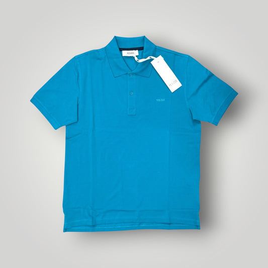 Polo YES-ZEE in piquet con scritta ricamata lato cuore, col.Turchese