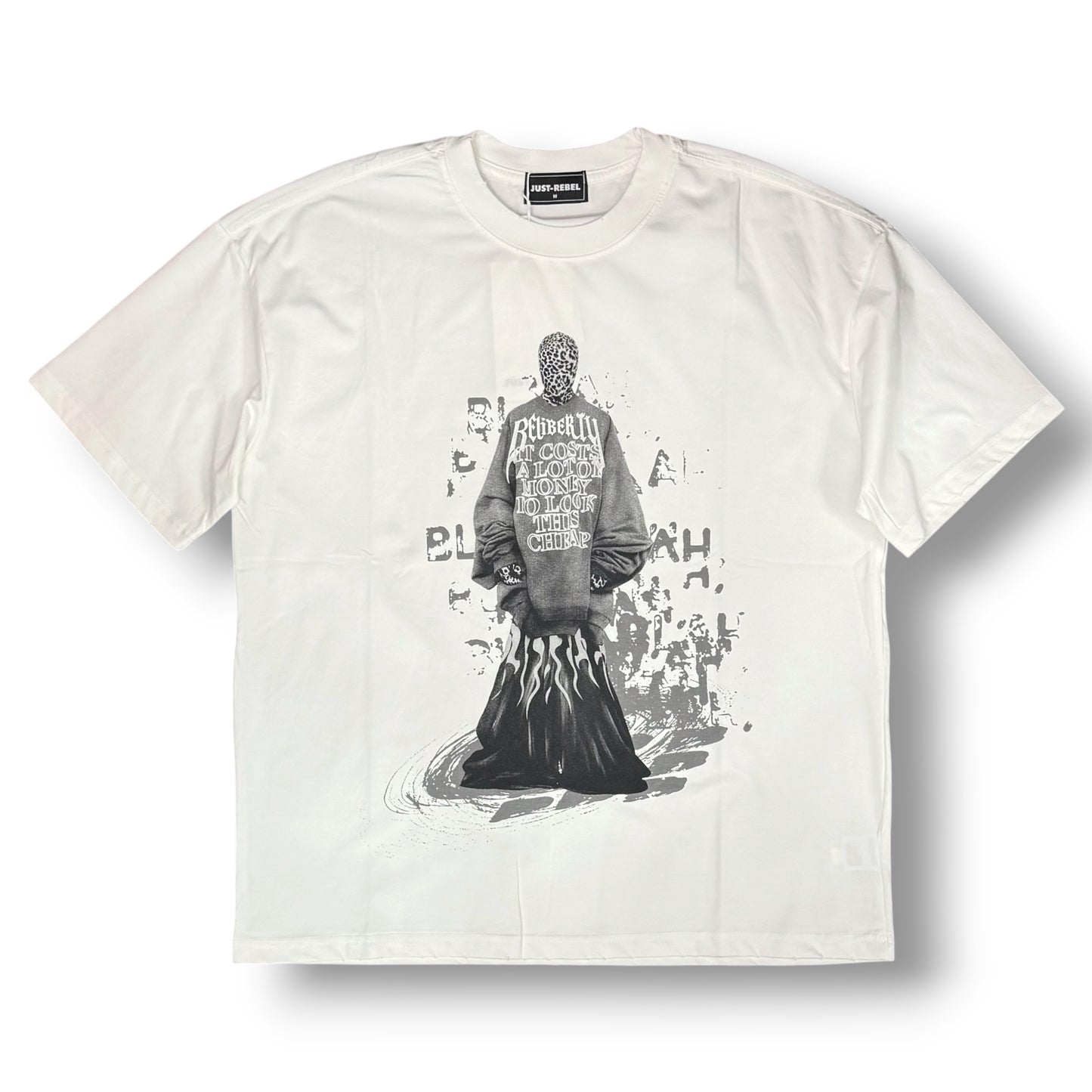 JUST REBEL - Completino estivo Uomo con stampa schienale, pantaloncino grigio chiaro, Col.Bianco
