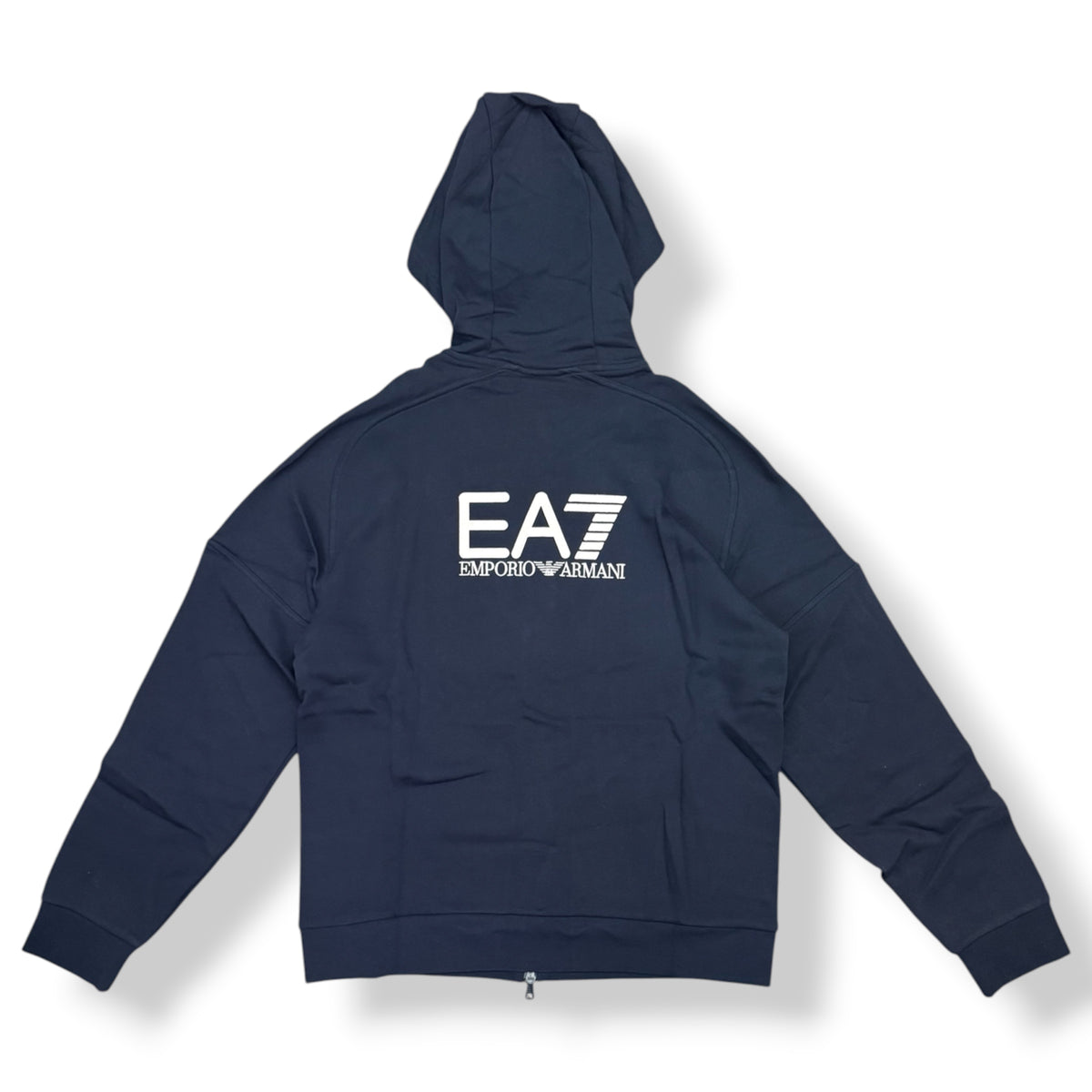 EA7 - Tuta completa Uomo, con logo ricamato bianco sulla schiena, con cappuccio, tex.felpato, Col.Blu