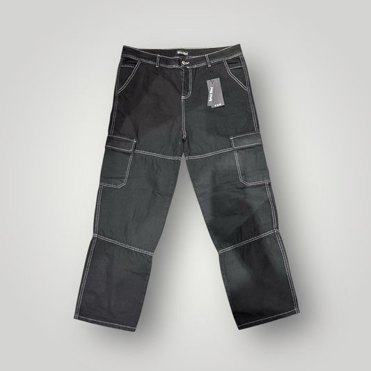 Jeans Lukas Kimi Uomo in Denim Nero con cuciture a contrasto, Cargo BaggyFit