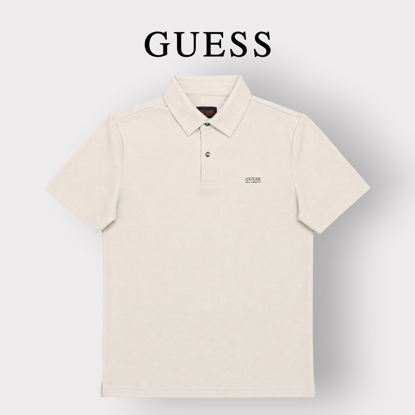 GUESS- Polo Uomo, in tessuto tecnico, SlimFit, Col.Beige