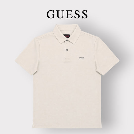 GUESS- Polo Uomo, in tessuto tecnico, SlimFit, Col.Beige