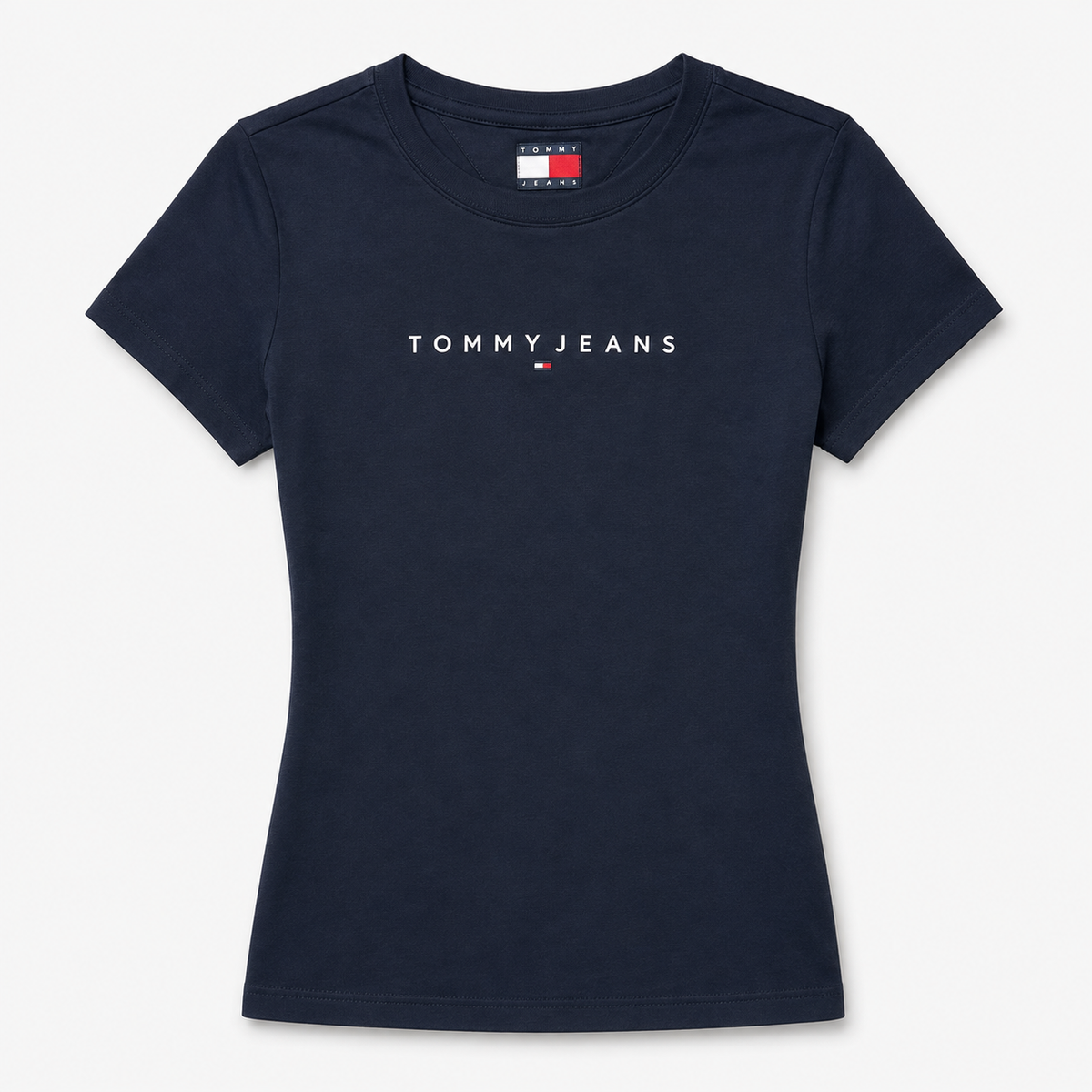 TOMMY JEANS- T-shirt Donna, con scritta in rilievo, Slim Fit, col.Blu