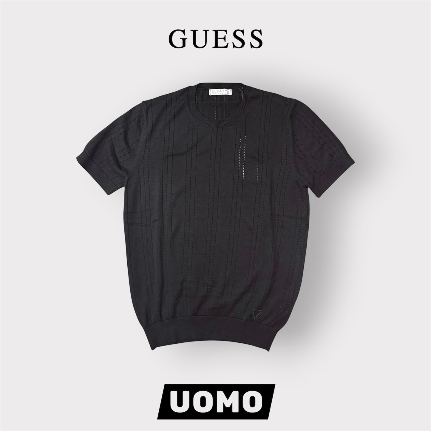 GUESS- T-shirt Uomo, in filo, col.Nero