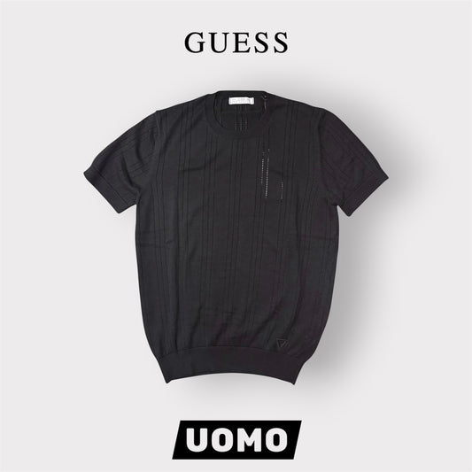 GUESS- T-shirt Uomo, in filo, col.Nero