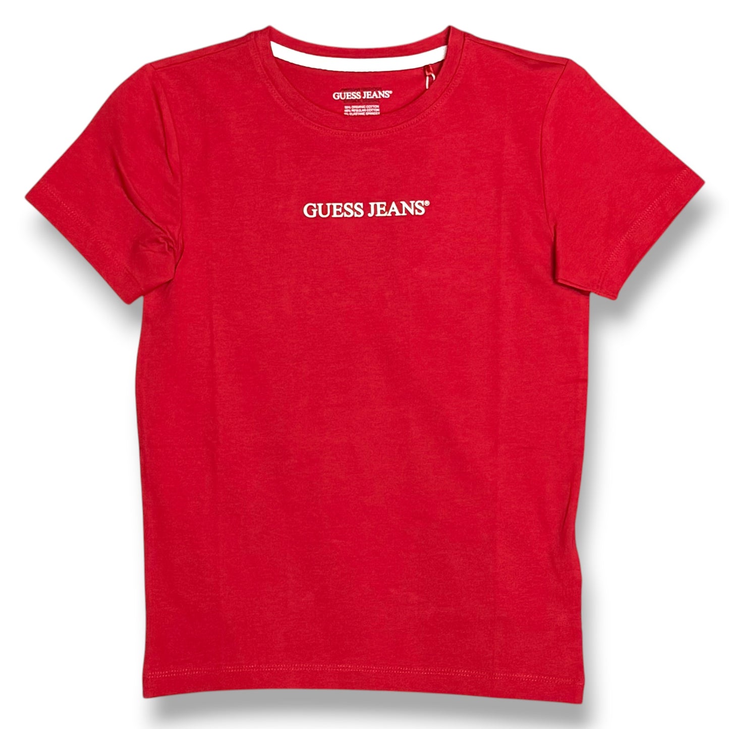 GUESS JEANS- T-shirt Donna, SlimFit, con scritta frontale, col.Rosso