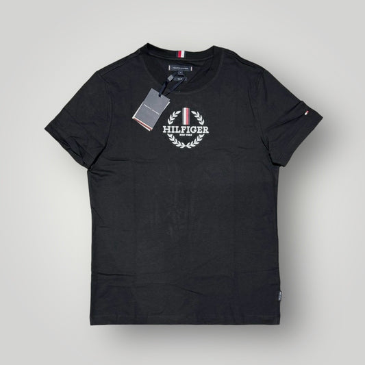 T-shirt TOMMY HILFIGER Uomo Nera con stampa centrale, SlimFit