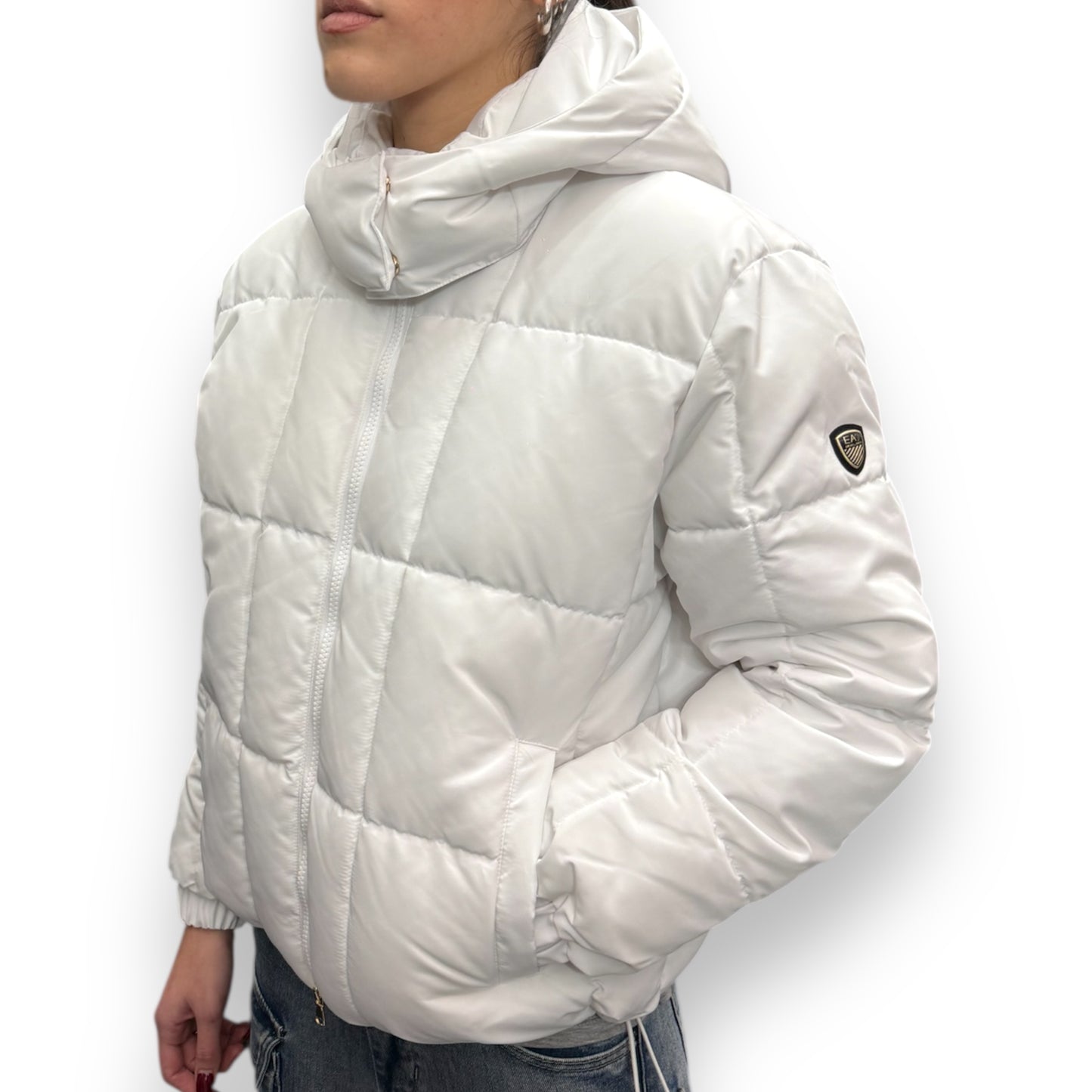 Giubbotto EMPORIO ARMANI Donna, con cappuccio sganciabile, col.Bianco(w jacket ho extra padded core)- (veste grande)