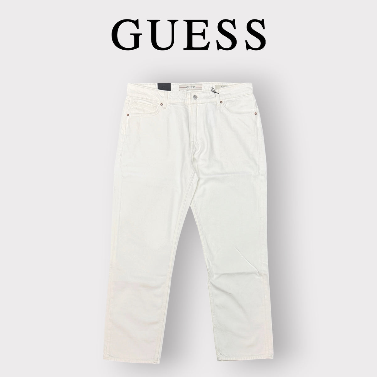 GUESS JEANS- Jeans Uomo, mod.SlimFit Low Rise Straight Leg, Col.Bianco