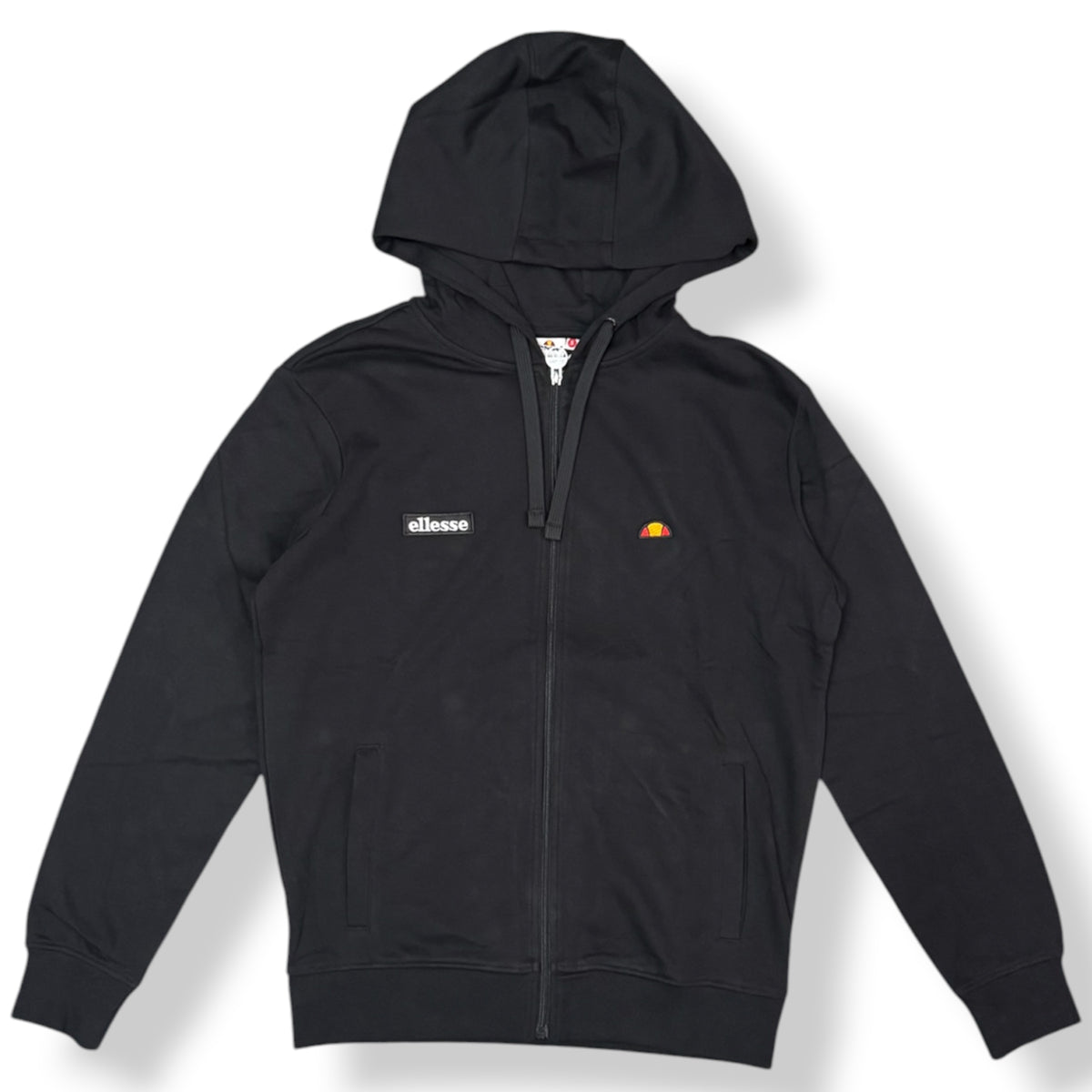 ELLESSE - Felpa Uomo con logo ricamato piccolo, con cappuccio e zip, Col.Nero