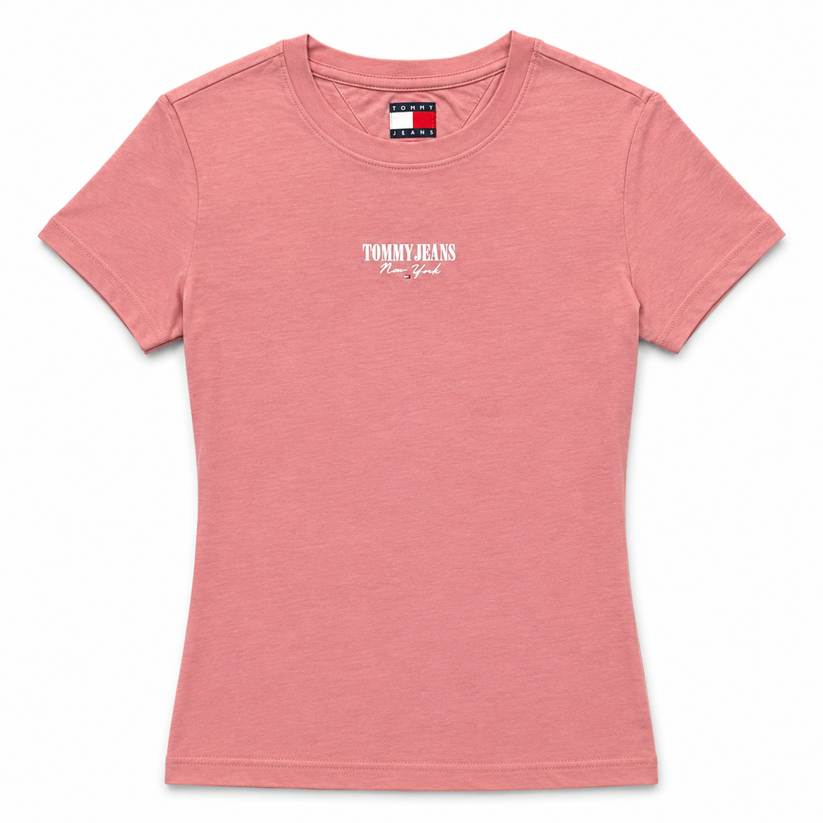 TOMMY JEANS- T-shirt Donna, con stampa frontale, Slim Fit, col.Rosa
