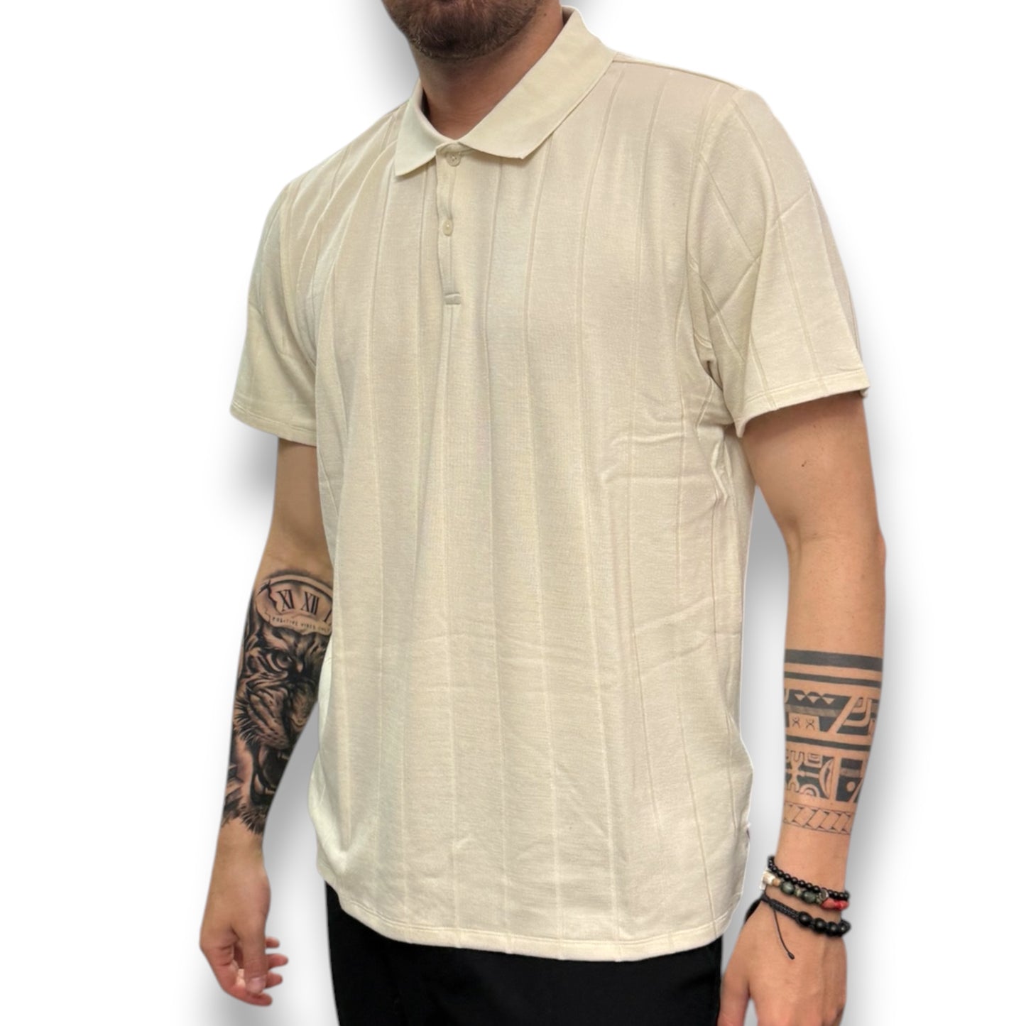 GUESS- Polo Uomo, in filo, Regular Fit, Col.Panna