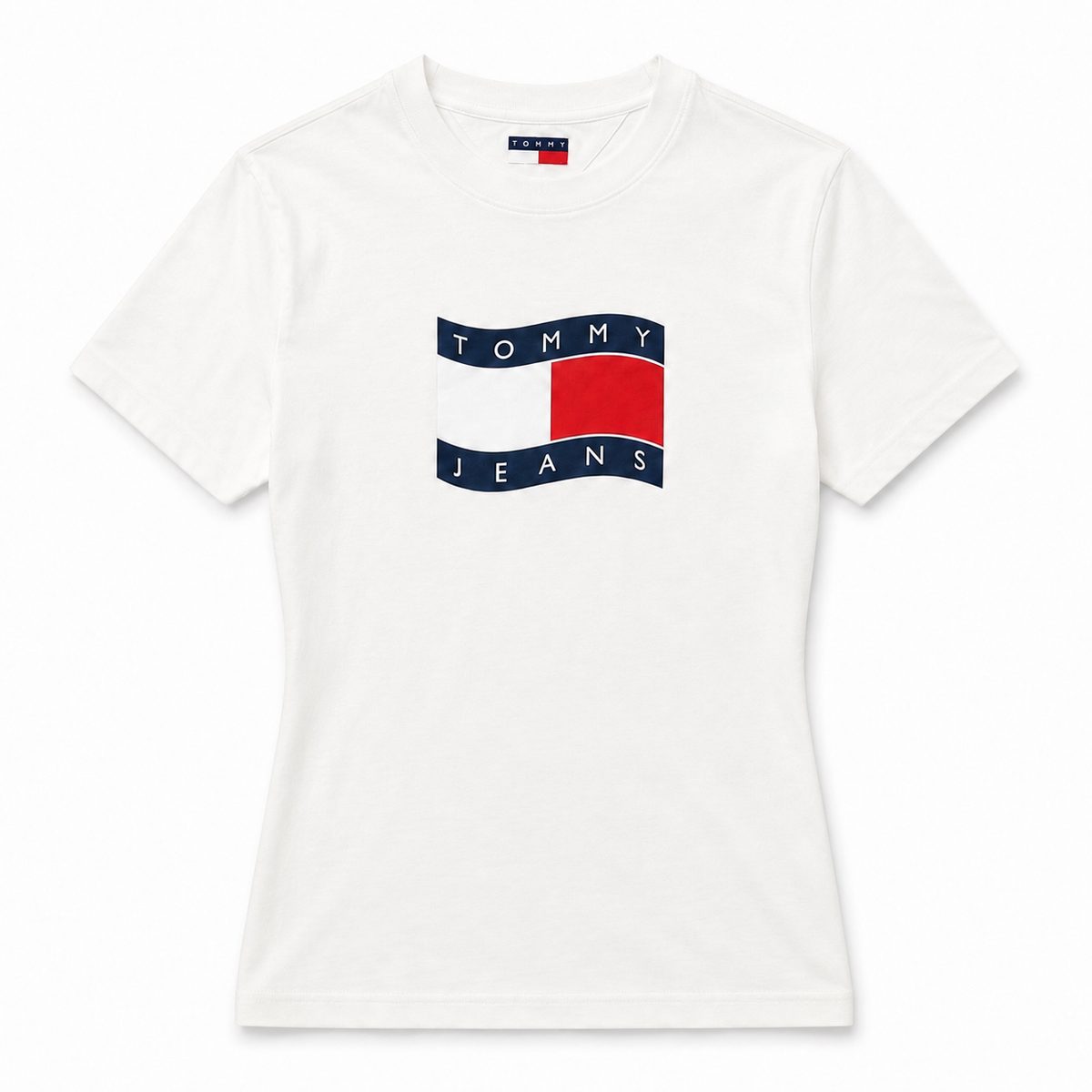 TOMMY JEANS- T-shirt Donna, con stampa frontale, Slim Fit, col.Bianco