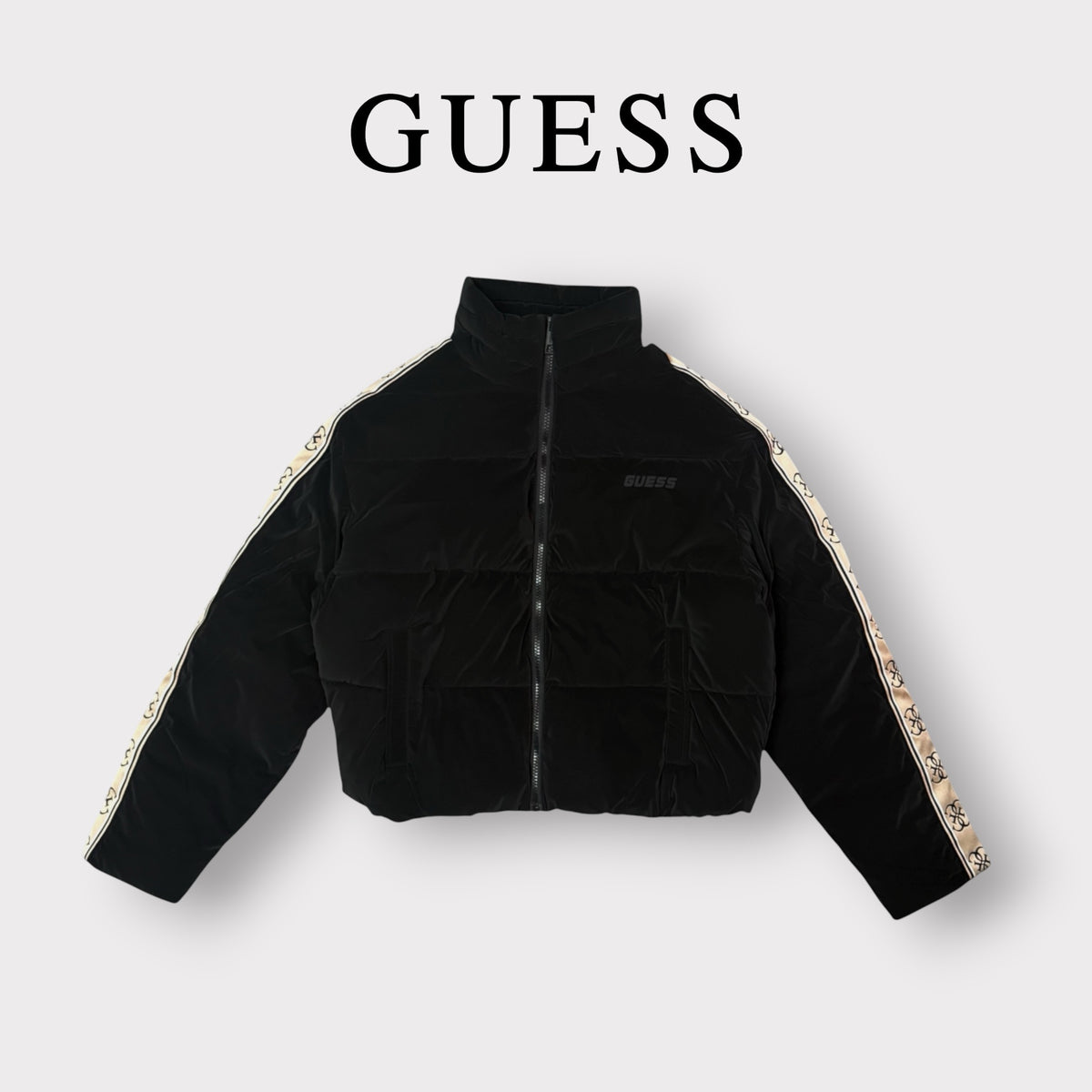 GUESS - Giubbotto Donna, con riga laterale logata, Col.Nero