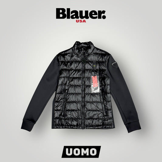Giubbotto BLAUER Uomo, piumino 70g con inserti in neoprene, senza cappuccio, mod.HEBRON, Col.Nero