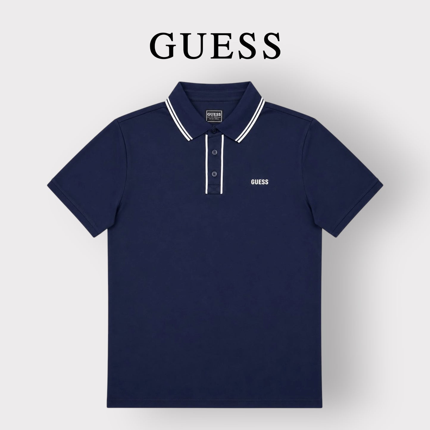 GUESS- Polo Uomo, in tessuto tecnico, SlimFit, col.Blu