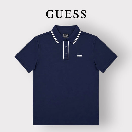 GUESS- Polo Uomo, in tessuto tecnico, SlimFit, col.Blu