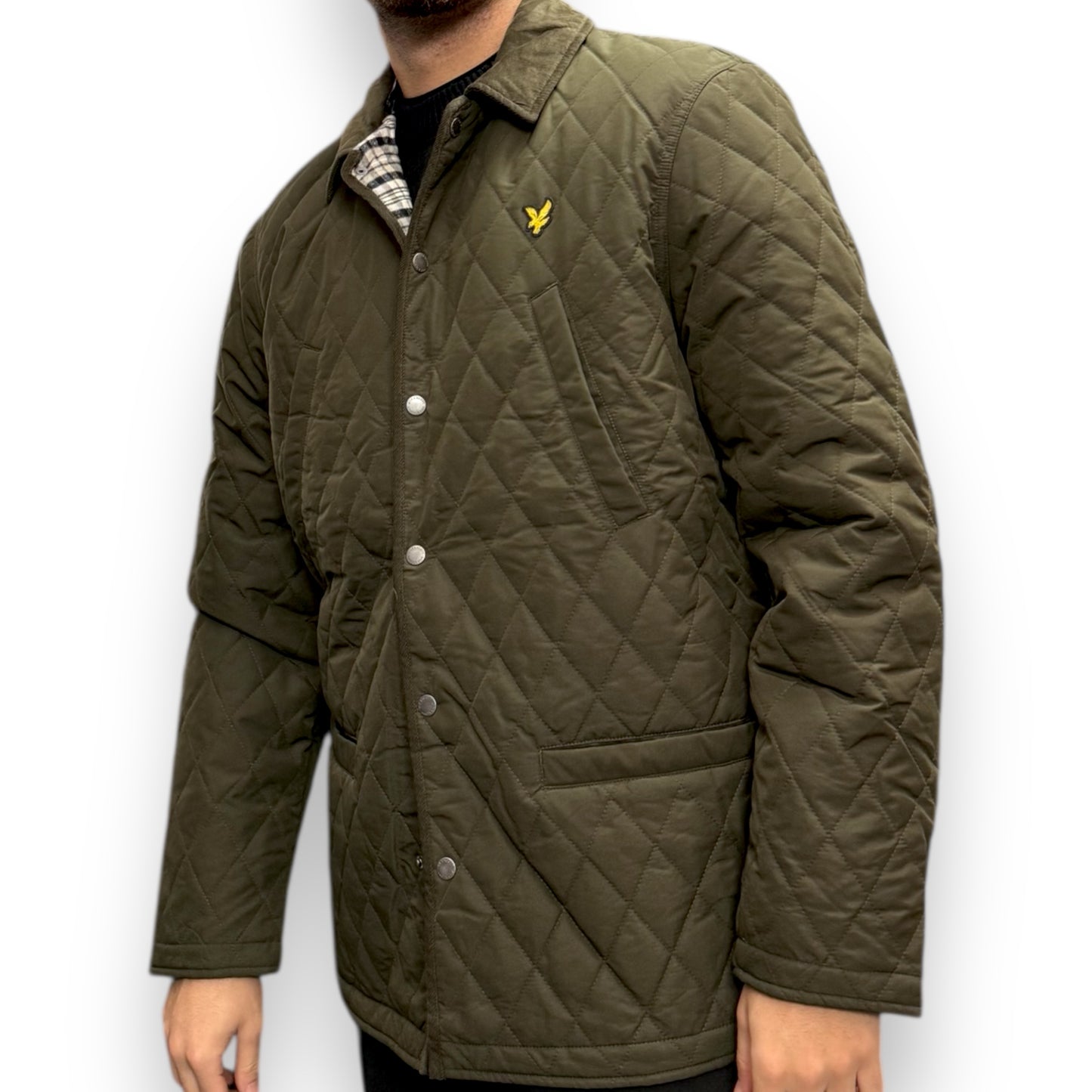 Giubbotto  LYLE&SCOTT mod.giacca con collo in velluto e interno in flanella, col.Verde