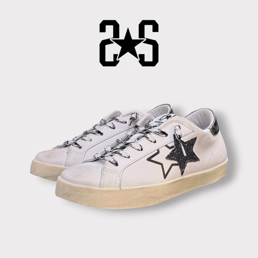2 - STAR, Scarpa Donna, Col.Bianco/Nera/Argento