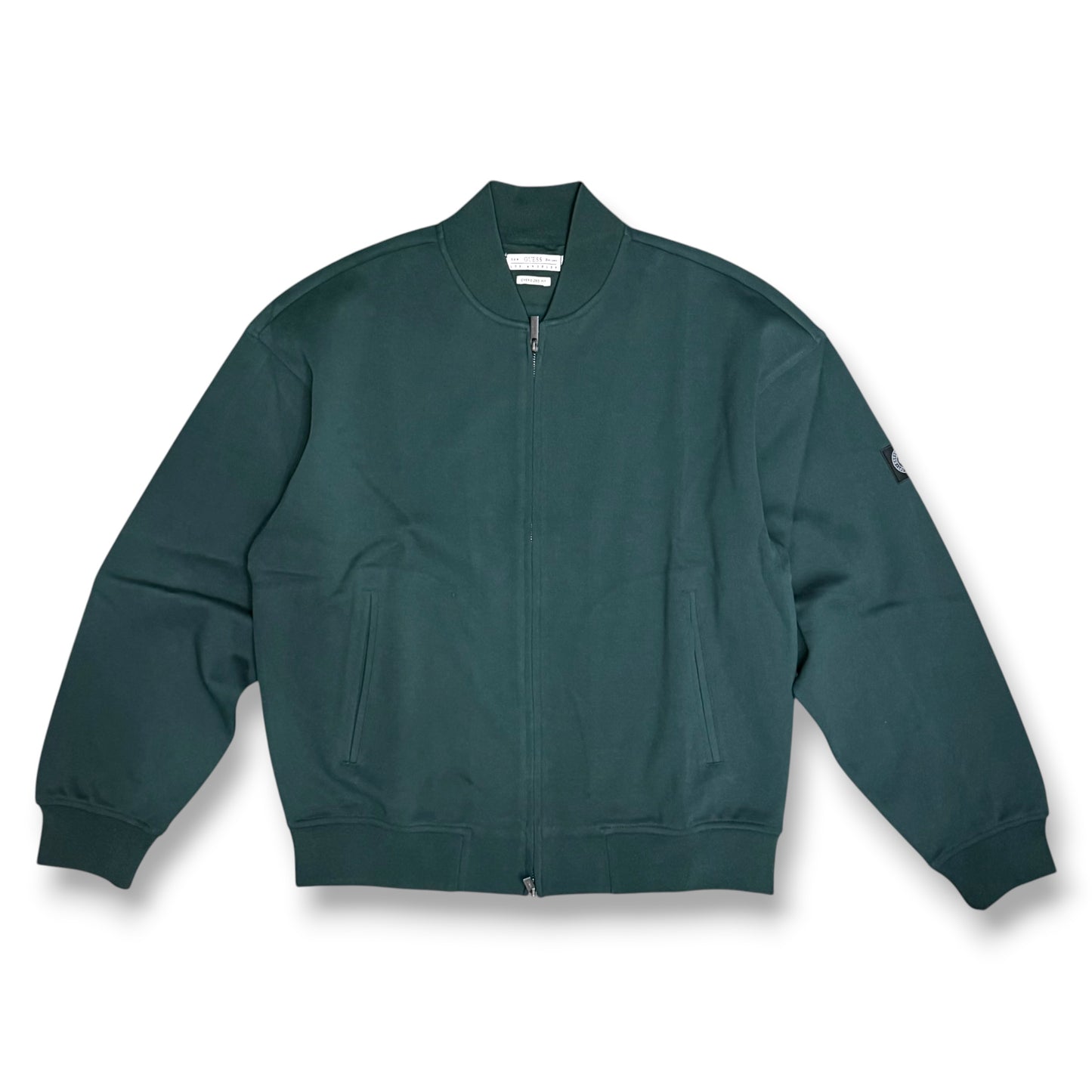 GUESS-Felpa Uomo, con zip e senza cappuccio, tex.cotone garzato (Oversized Fit), Col.Verde