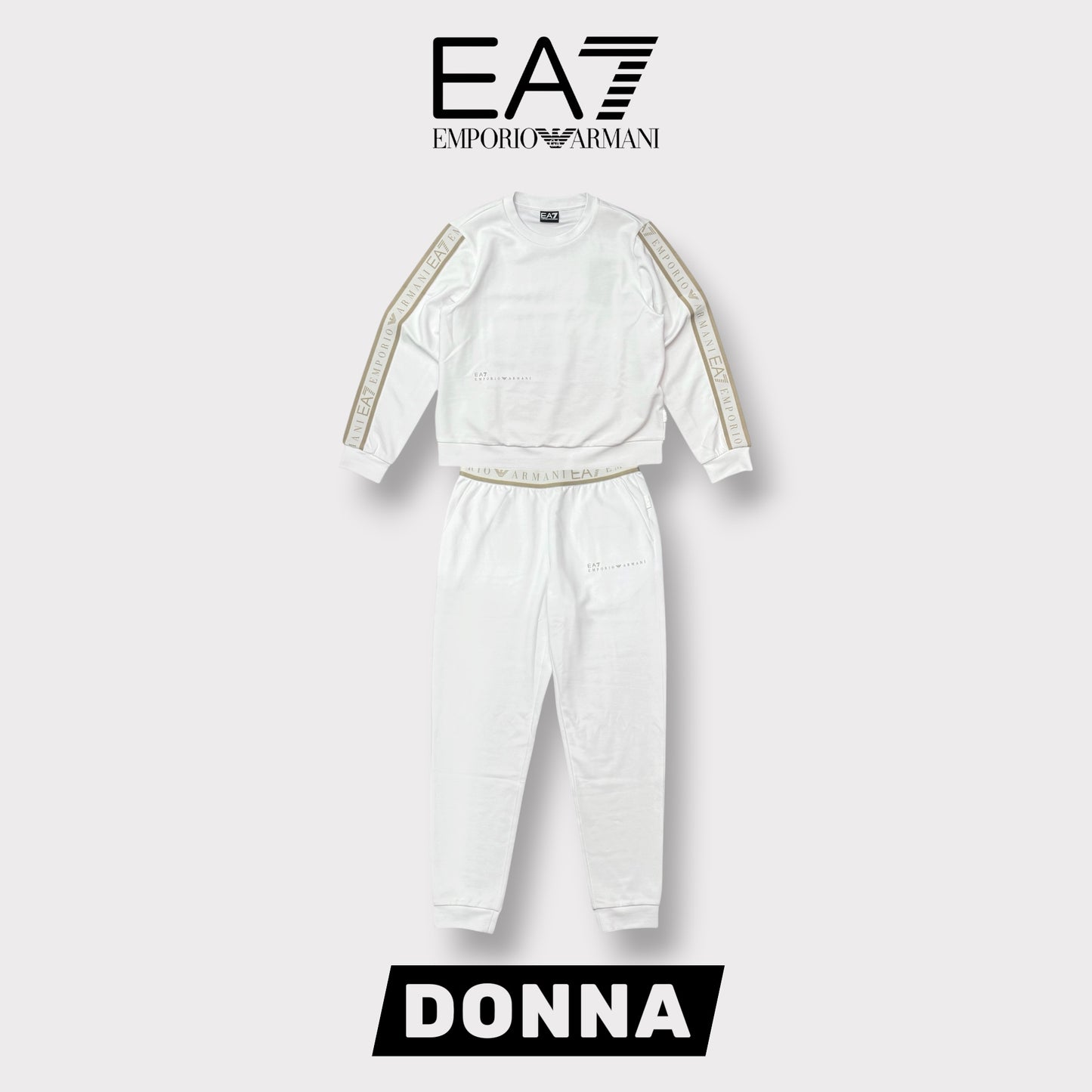EA7 EMPORIO ARMANI- Tuta completa Donna girocollo, primaverile, Col.Bianco