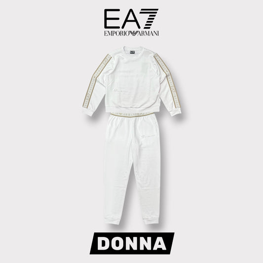 EA7 EMPORIO ARMANI- Tuta completa Donna girocollo, primaverile, Col.Bianco