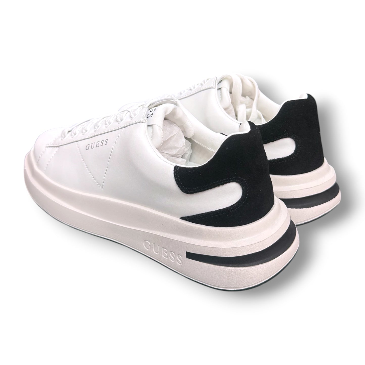 GUESS- Scarpe Uomo, con dettaglio in velluto, col.Bianco/Nero
