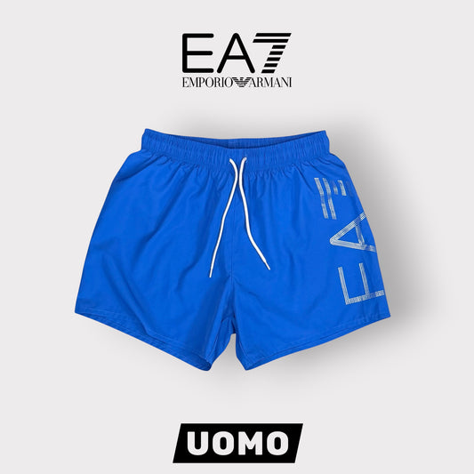 EMPORIO ARMANI- Costume Uomo con scritta sulla gamba, Col.Royal