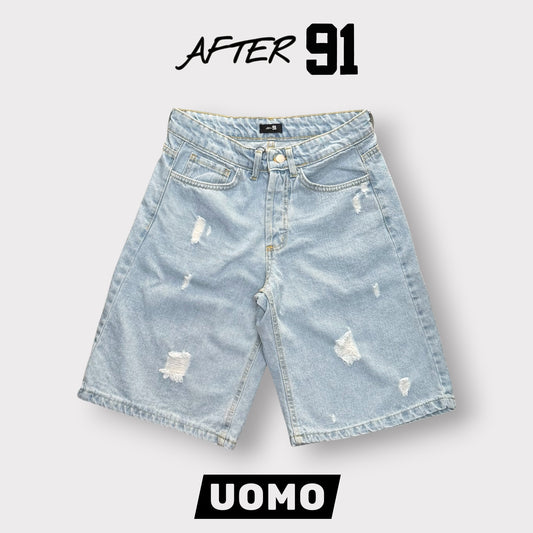 AFTER 91- Bermuda Uomo, gamba svasata, Col.Jeans chiaro