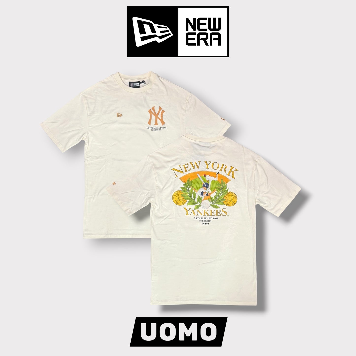 NEW ERA - T-Shirt Uomo NEW YORK, Col.Panna