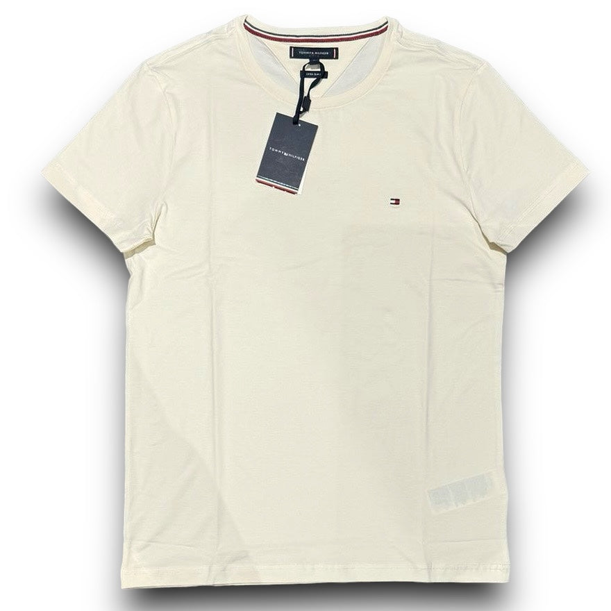 T-shirt TOMMY HILFIGER Uomo Avorio con logo lato cuore, ExtraSlimFit