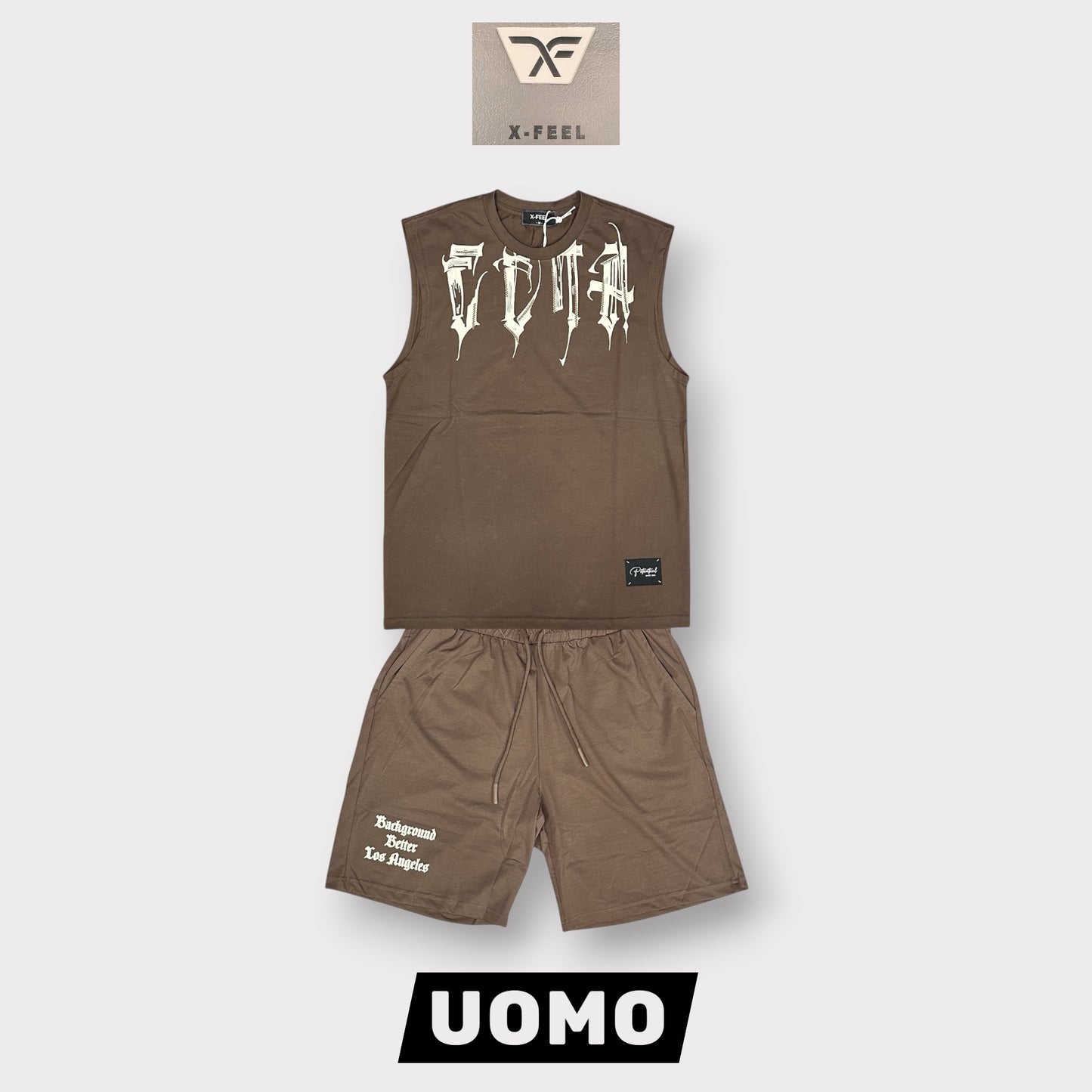 X-FEEL - Completino estivo Uomo con stampa schienale, Col.Marrone