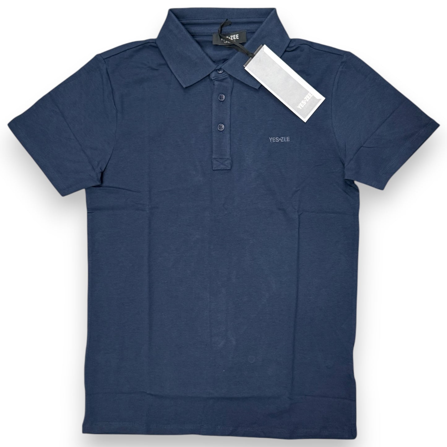Polo YES-ZEE in maglina con scritta gommata, col.Blu