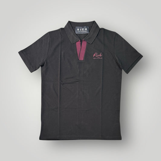 Polo RICHMOND Uomo,con scollo a V senza bottoni, Col.Nero