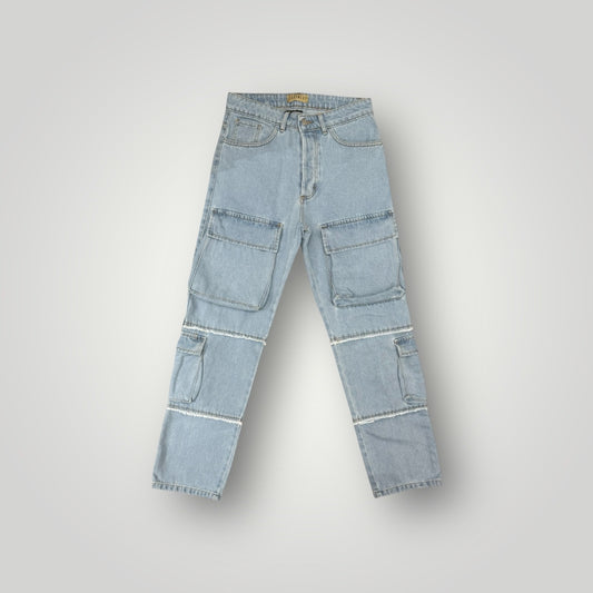 Jeans JUST WEST Uomo con doppio tascone e cuciture reverse, BaggyFit (veste comodo)