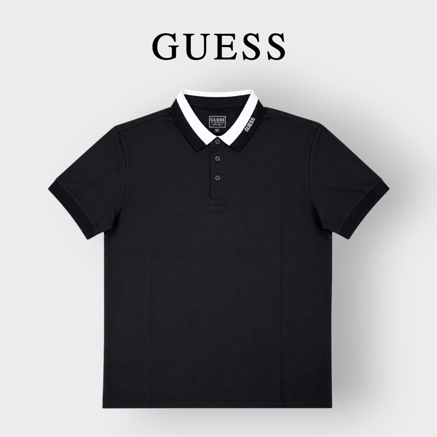 GUESS- Polo Uomo, in tessuto tecnico,  SlimFit, col.Nero