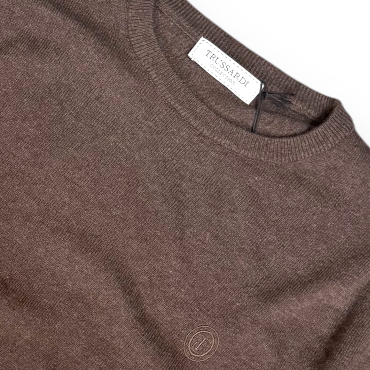 Maglioncino TRUSSARDI Uomo, con logo ricamato lato cuore, col.Marrone