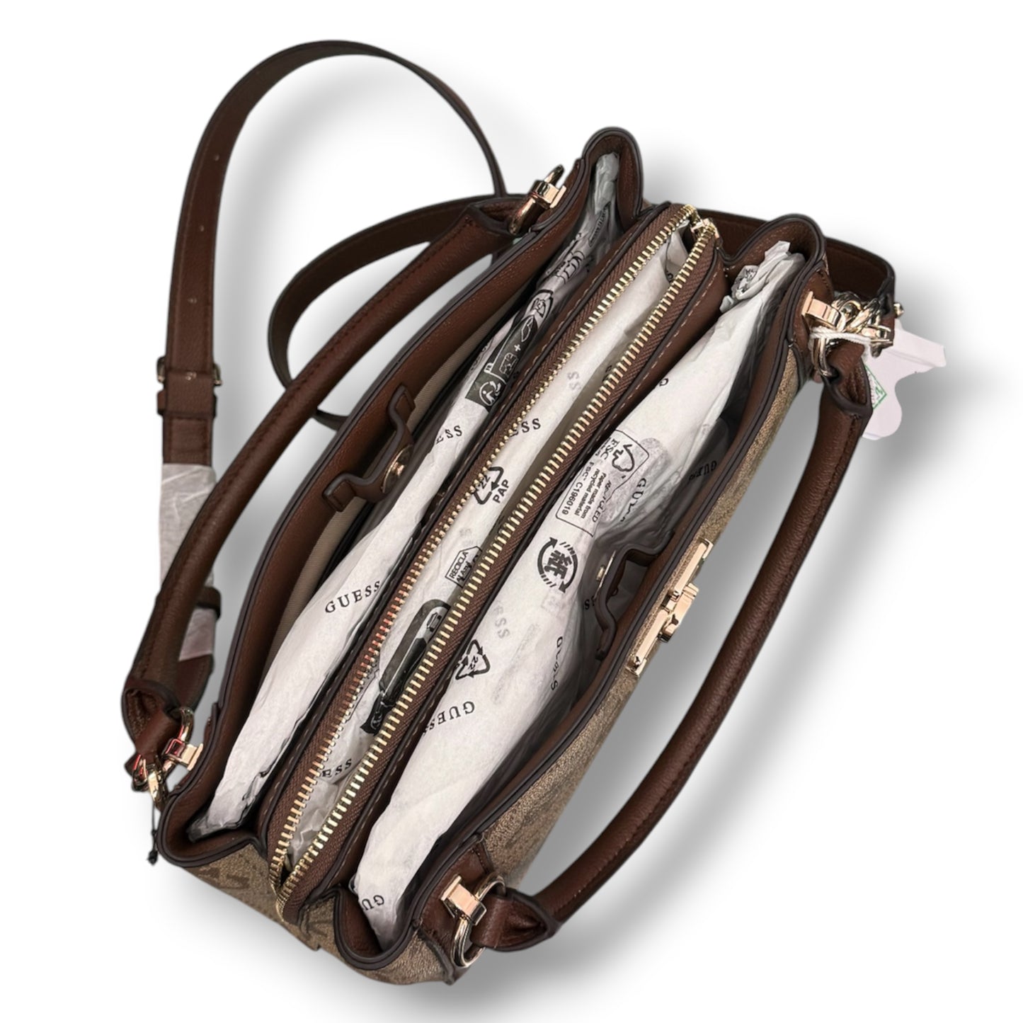 GUESS- Borsa Donna, Group:KARNILLA LOGO, Col.LATTE LOGO/BROWN