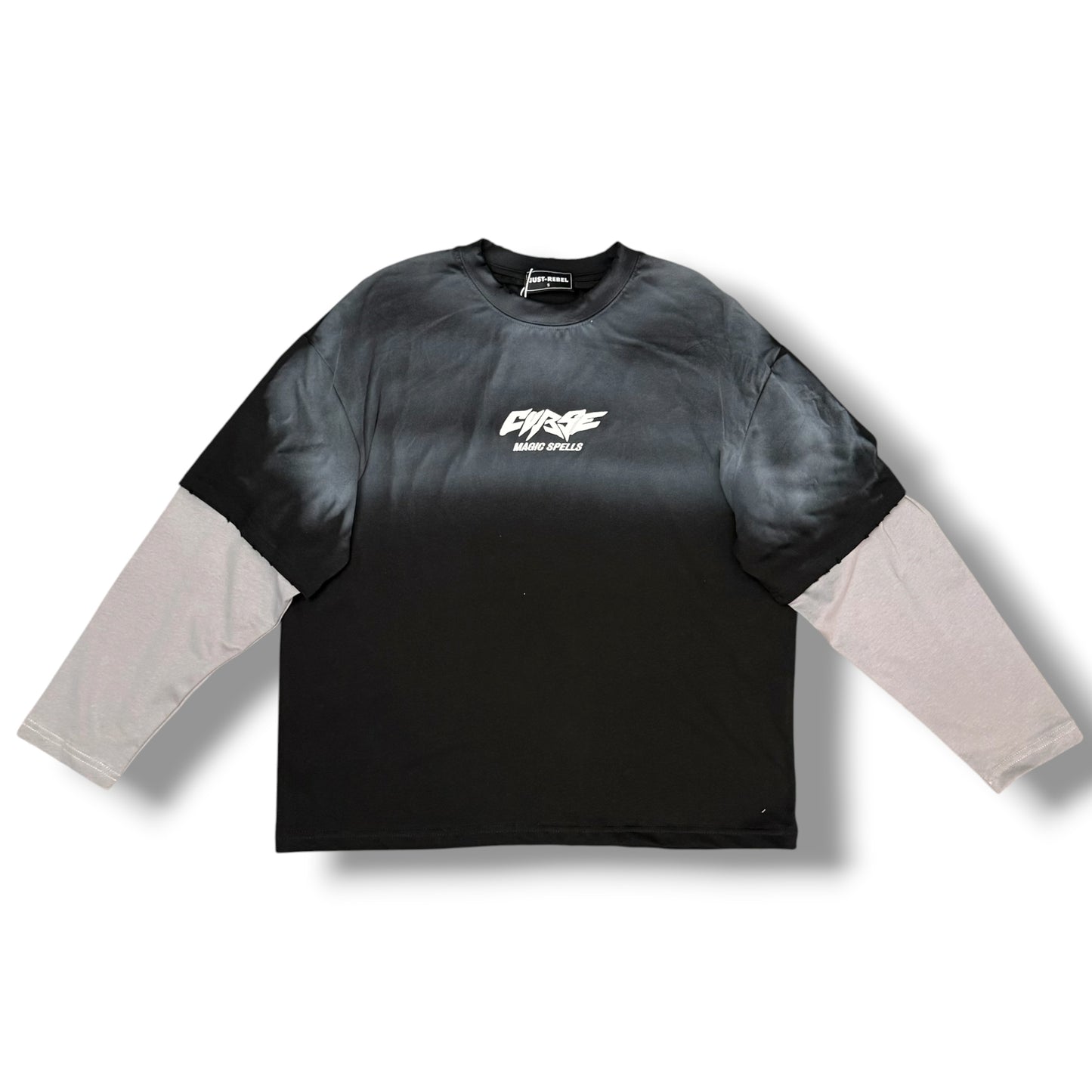 JUST RIBEL - T-Shirt Uomo, (veste comoda), con stampa schienale, Col.Nero