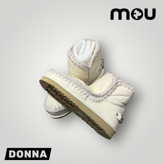 Stivali MOU, mod.Eskimo 18 rhinestones logo, col.Bianco