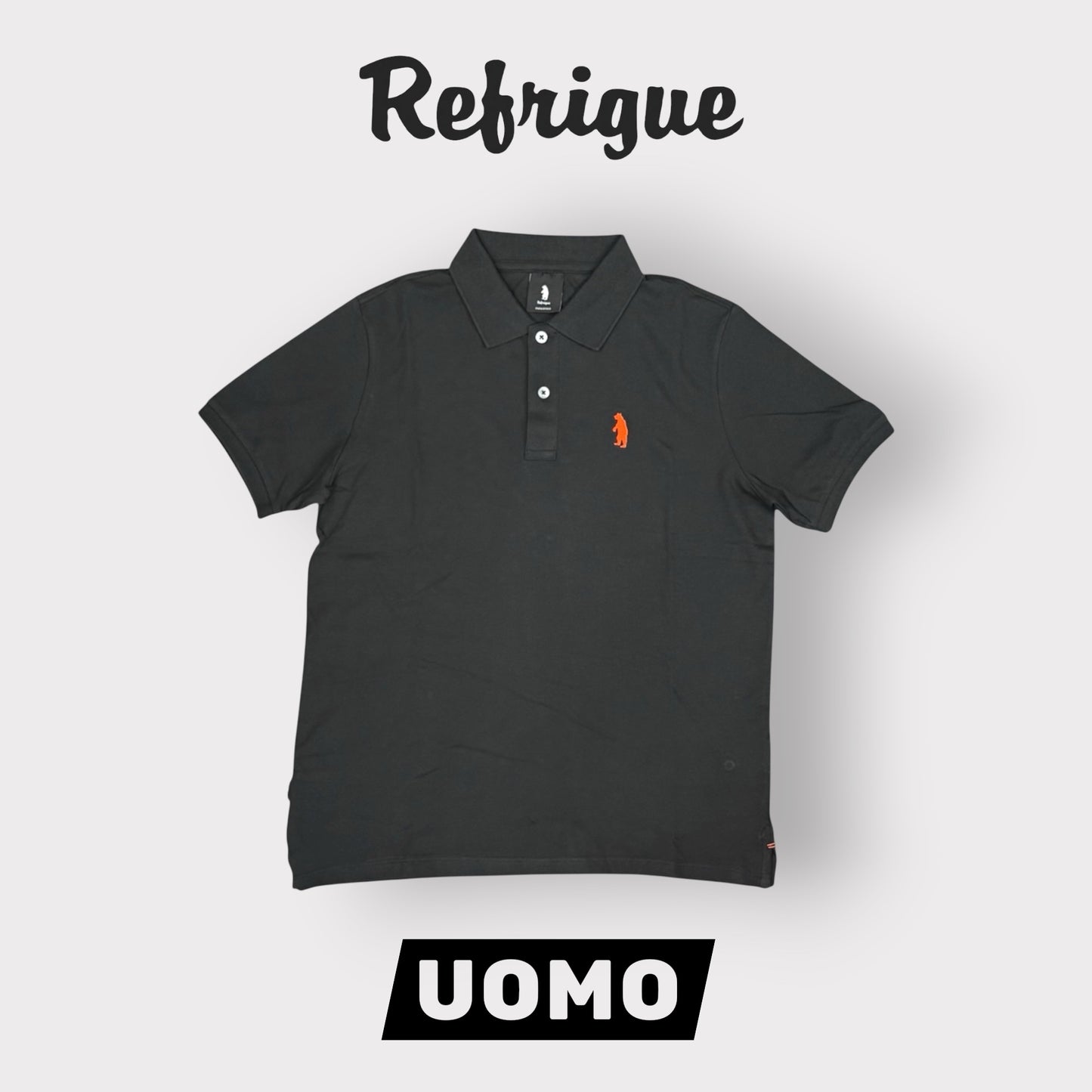 REFRIGUE- Polo Uomo, con logo lato cuore, col.Black