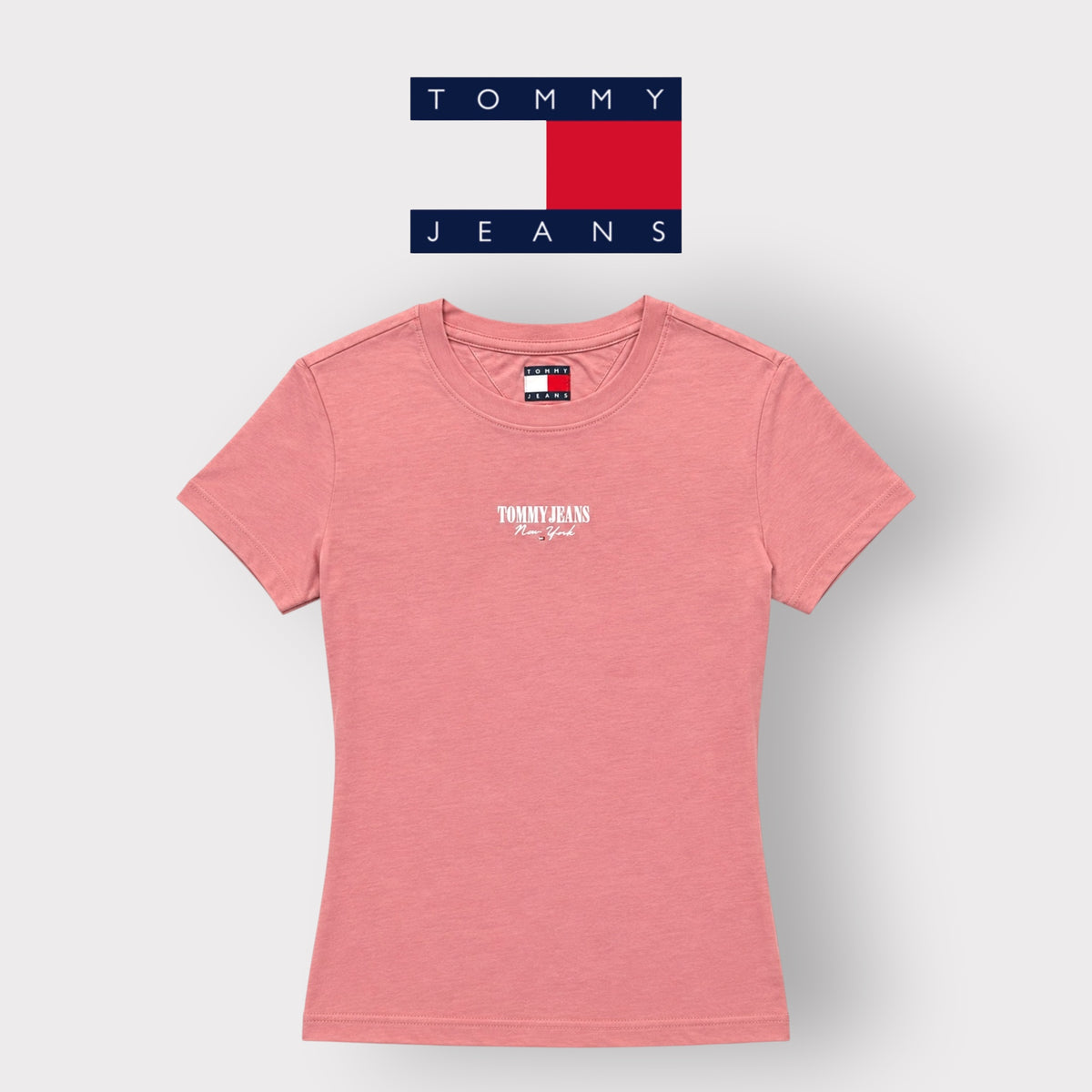 TOMMY JEANS- T-shirt Donna, con stampa frontale, Slim Fit, col.Rosa
