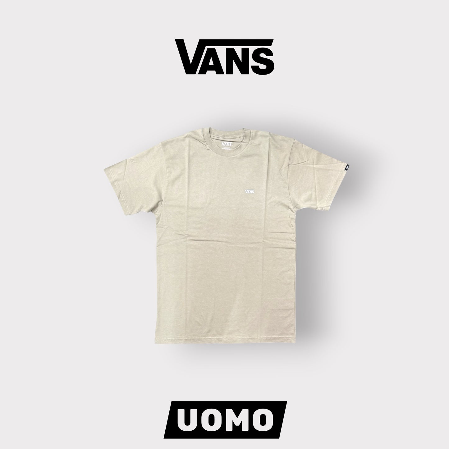VANS- T-Shirt Uomo,Classic Fit con logo lato cuore, Col.Beige