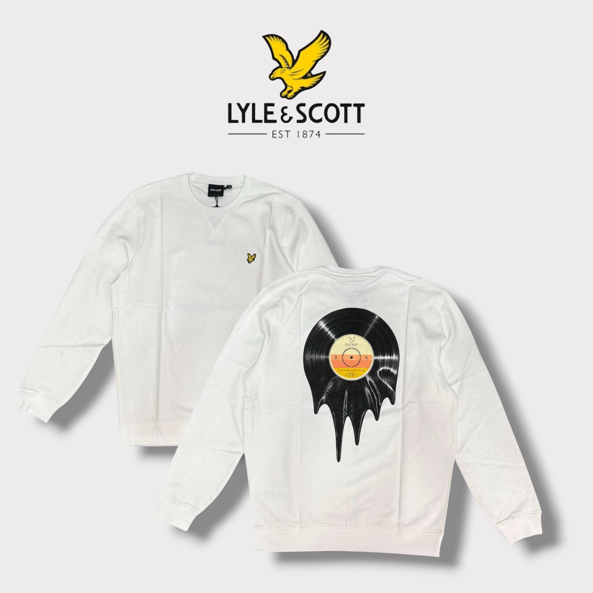 LYLE & SCOTT- Felpa Uomo girocollo, tex.cotone garzato, con stampa schienale, Col.Bianco