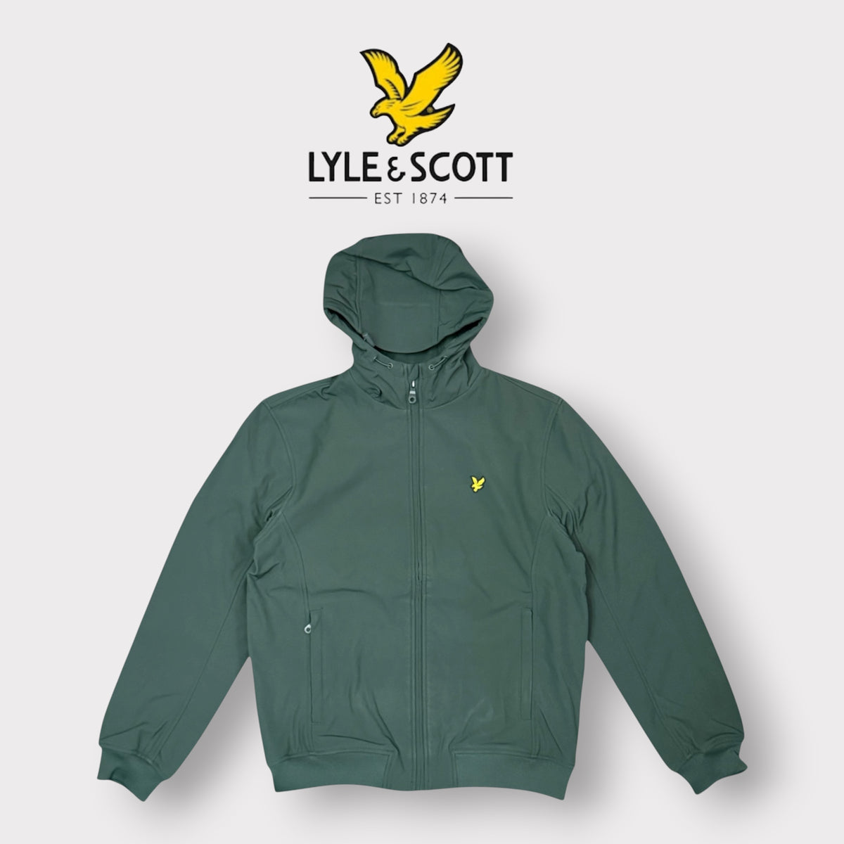 LYLE&SCOTT- Giubbotto Uomo, softshell con interno in pile, con cappuccio, Col.Verde
