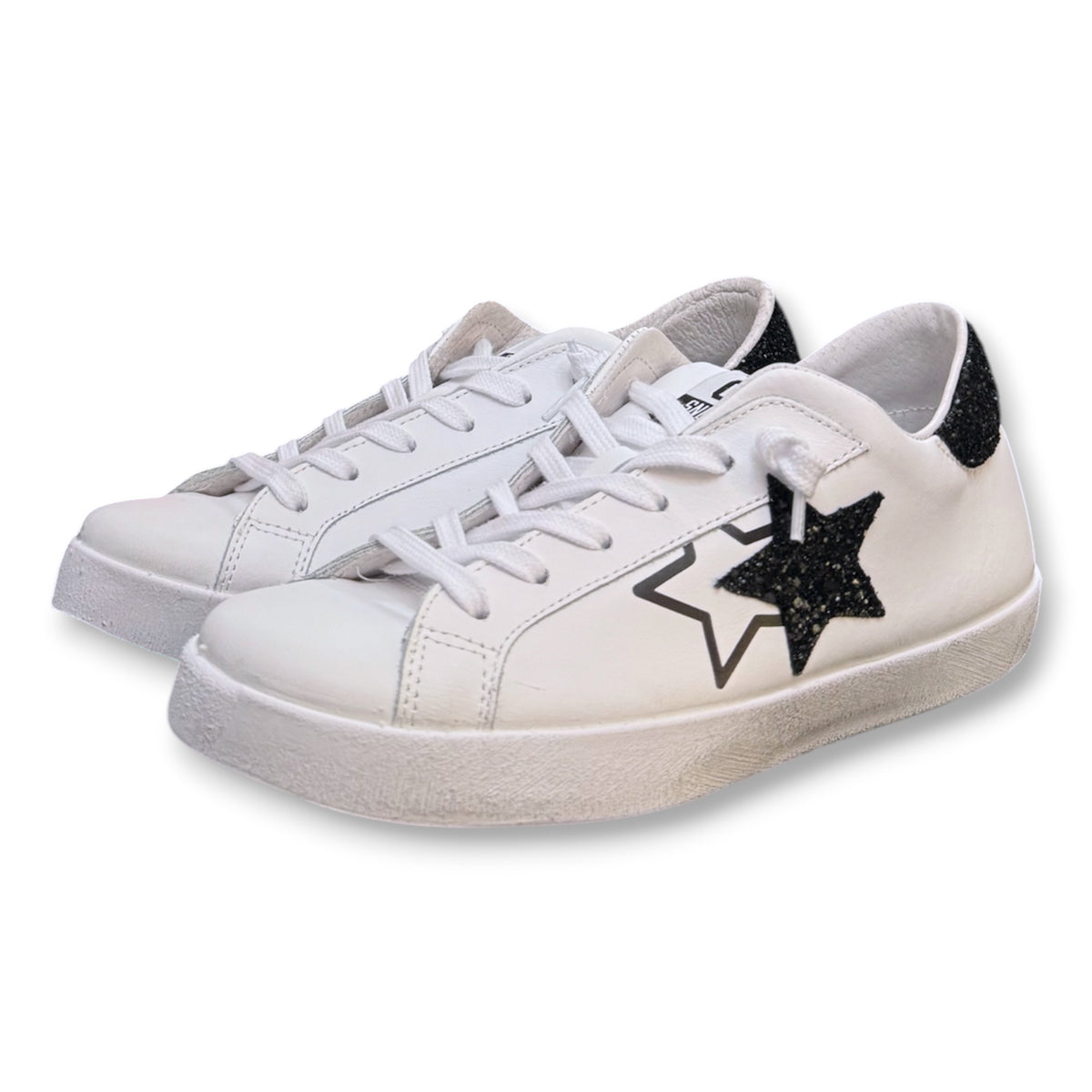 2 - STAR, Scarpa Donna, con paillettes, Col.Bianco/Nera